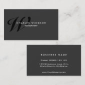 Professional Elegant Monogram Black Visitekaartje (Voorkant / Achterkant)