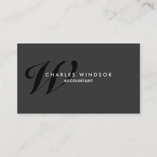 Professional Elegant Monogram Black Visitekaartje (Voorkant)