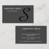 Professional Elegant Monogram Black Visitekaartje (Voorkant / Achterkant)