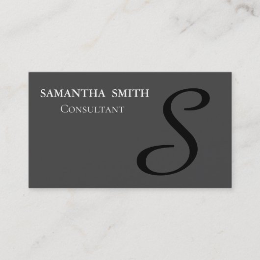 Professional Elegant Monogram Black Visitekaartje (Voorkant)