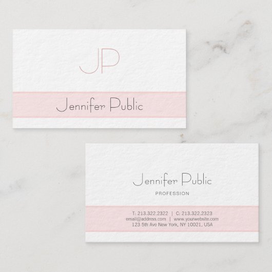 Professional Elegant Monogram Clean Plain Luxe Visitekaartje (Voorkant / Achterkant)