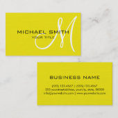 Professional Elegant Monogram Geel Visitekaartje (Voorkant / Achterkant)