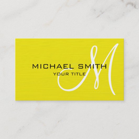 Professional Elegant Monogram Geel Visitekaartje (Voorkant)