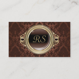 Professional Elegant Monogram Gold Brown Visitekaartje