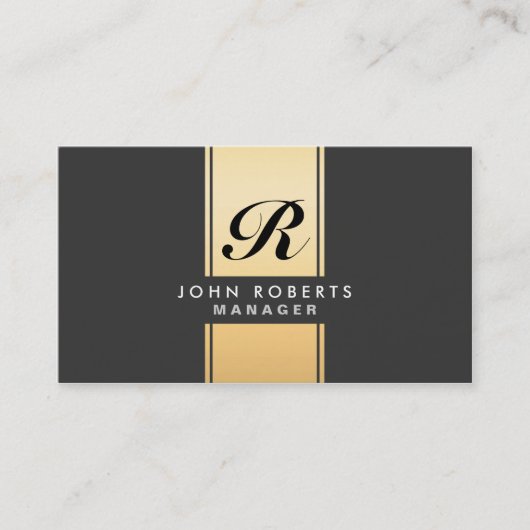 Professional Elegant Monogram Gold en zwart Visitekaartje (Voorkant)