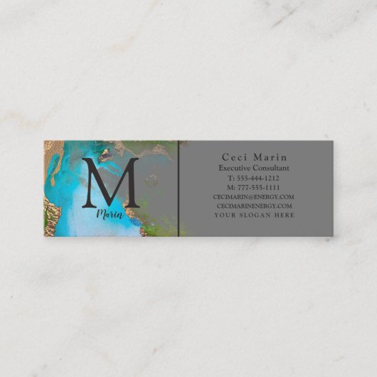 Professional Elegant Monogram grijs Aangepast Mini Visitekaartje (Voorkant)