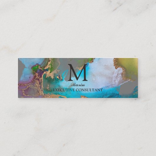 Professional Elegant Monogram grijs Aangepast Mini Visitekaartje (Achterkant)