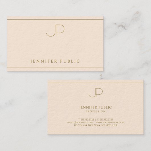 Professional Elegant Monogram Luxury Thick Paper Visitekaartje (Voorkant / Achterkant)