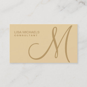 Professional Elegant Monogram Makeup Artist Beige Visitekaartje