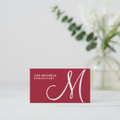 Professional Elegant Monogram Makeup Artist Red Visitekaartje (Staand voorkant)