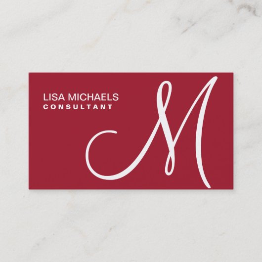 Professional Elegant Monogram Makeup Artist Red Visitekaartje (Voorkant)