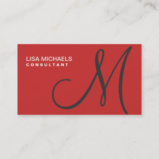 Professional Elegant Monogram Makeup Artist Red Visitekaartje