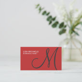 Professional Elegant Monogram Makeup Artist Red Visitekaartje (Staand voorkant)