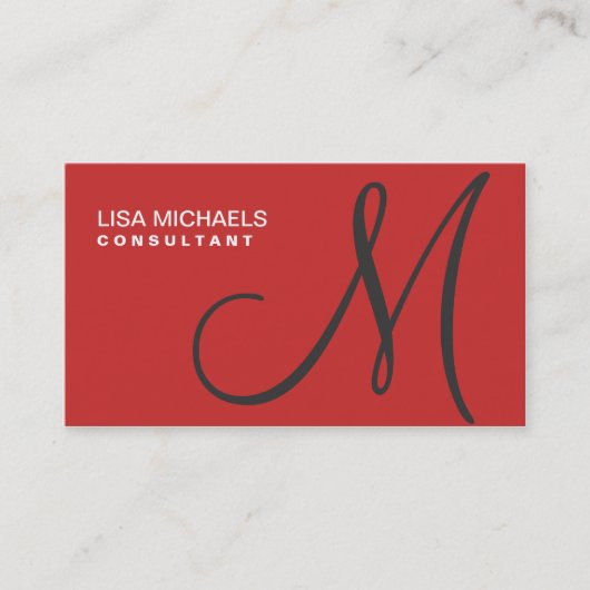 Professional Elegant Monogram Makeup Artist Red Visitekaartje (Voorkant)