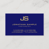 Professional Elegant Monogram Navy Blue Gold Visitekaartje (Voorkant)