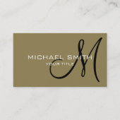 Professional Elegant Monogram Plain Tan Visitekaartje (Voorkant)