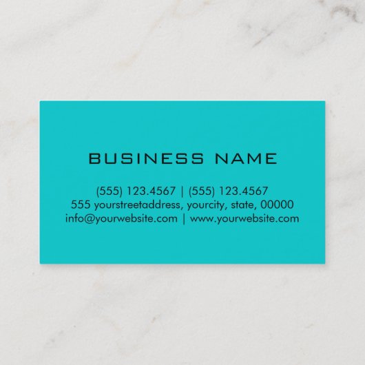 Professional Elegant Monogram Plain Turquoise Visitekaartje (Achterkant)