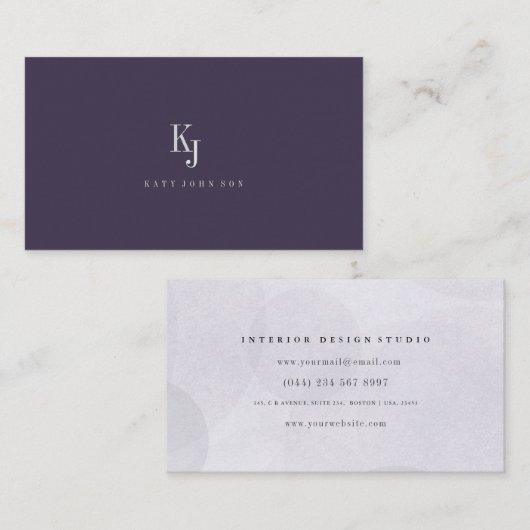 Professional elegant monogram simple Business Aanbevelingskaartje (Voorkant / Achterkant)