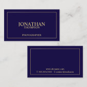 Professional Elegant Navy Blue en Gold Visitekaartje (Voorkant / Achterkant)