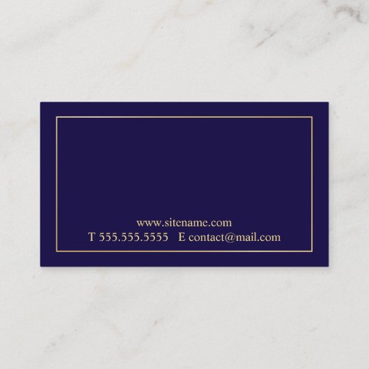 Professional Elegant Navy Blue en Gold Visitekaartje (Achterkant)