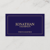 Professional Elegant Navy Blue en Gold Visitekaartje (Voorkant)