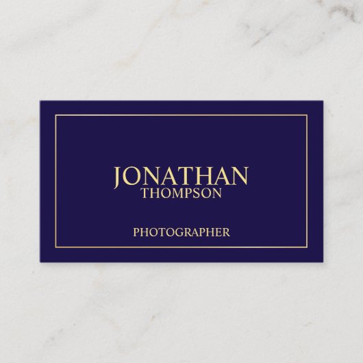 Professional Elegant Navy Blue en Gold Visitekaartje (Voorkant)
