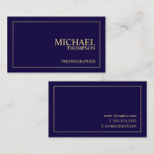 Professional Elegant Navy Blue en Gold Visitekaartje (Voorkant / Achterkant)