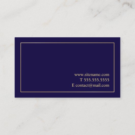 Professional Elegant Navy Blue en Gold Visitekaartje (Achterkant)