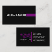 Professional Elegant Paars Modern Plain Black Visitekaartje (Voorkant / Achterkant)