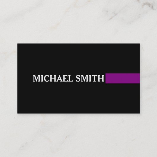 Professional Elegant Paars Modern Plain Black Visitekaartje (Voorkant)