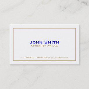 Professional Elegant Plain Attorney Simple White Visitekaartje