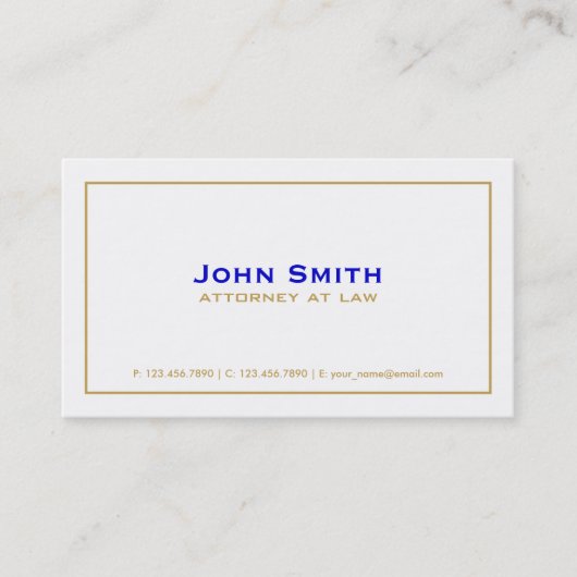 Professional Elegant Plain Attorney Simple White Visitekaartje (Voorkant)