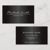 Professional Elegant Plain Modern Metal Black Visitekaartje (Voorkant / Achterkant)