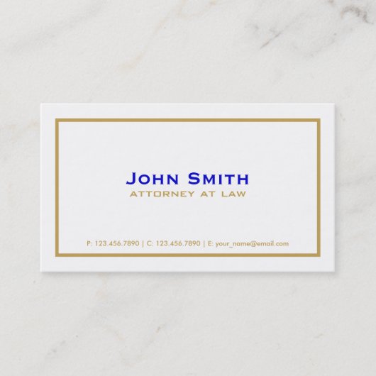 Professional Elegant Plain Simple Attorney White Visitekaartje (Voorkant)