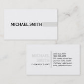 Professional Elegant Platinum Modern Plain White Visitekaartje (Voorkant / Achterkant)