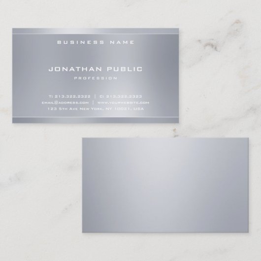 Professional Elegant Silver-look Sjabloon Modern Visitekaartje (Voorkant / Achterkant)