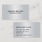 Professional Elegant Silver Metal Plain Modern Visitekaartje (Voorkant / Achterkant)