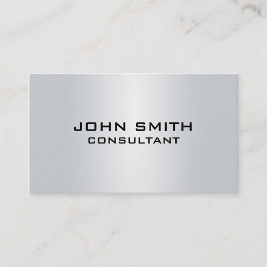 Professional Elegant Silver Metal Plain Modern Visitekaartje (Voorkant)