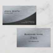 Professional Elegant Silver Modern Metal Black Visitekaartje (Voorkant / Achterkant)