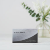 Professional Elegant Silver Modern Metal Black Visitekaartje (Staand voorkant)