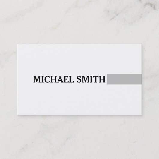 Professional Elegant Silver Modern Plain White Visitekaartje (Voorkant)