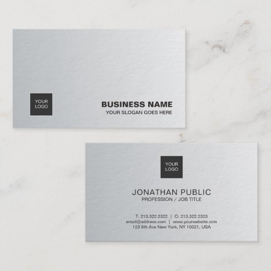 Professional Elegant Silver Simple Chic Luxe Visitekaartje (Voorkant / Achterkant)