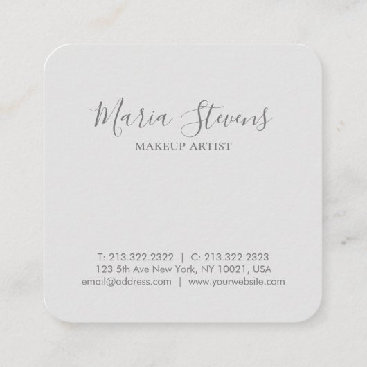 Professional Elegant Simple Minimaal Grijs en Wit Vierkante Visitekaartje (Achterkant)