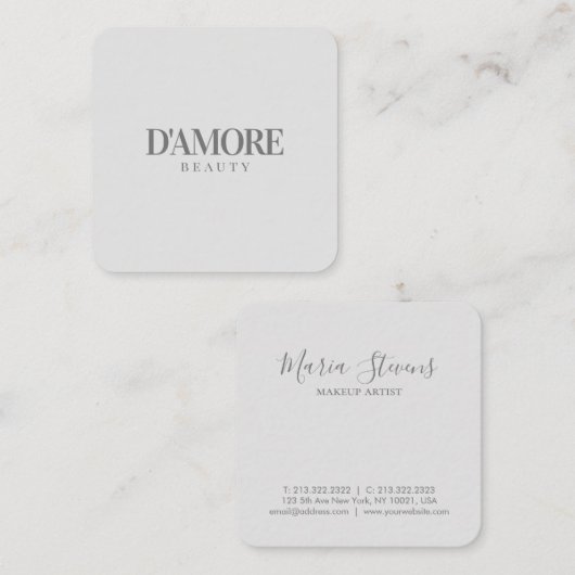 Professional Elegant Simple Minimaal Grijs en Wit Vierkante Visitekaartje (Voorkant / Achterkant)