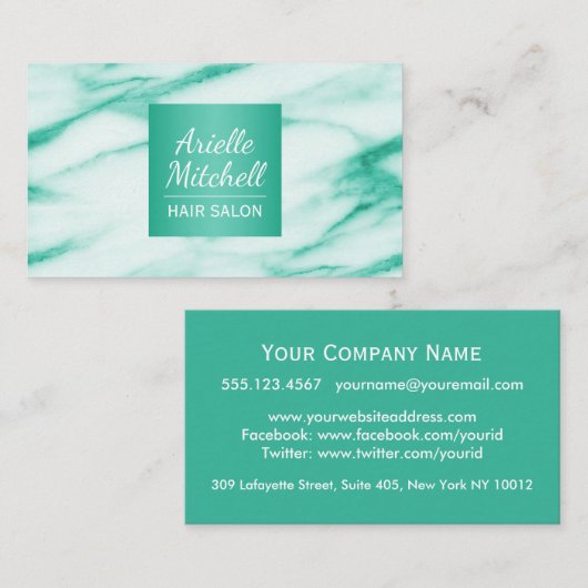 Professional Elegant Turquoise Alabaster Marble Visitekaartje (Voorkant / Achterkant)