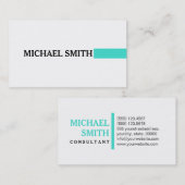 Professional Elegant Turquoise Modern Plain White Visitekaartje (Voorkant / Achterkant)