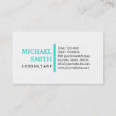 Professional Elegant Turquoise Modern Plain White Visitekaartje (Achterkant)
