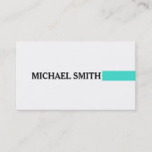 Professional Elegant Turquoise Modern Plain White Visitekaartje (Voorkant)