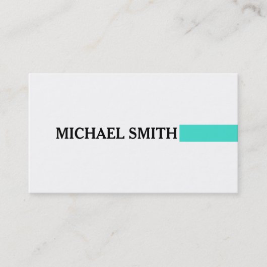 Professional Elegant Turquoise Modern Plain White Visitekaartje (Voorkant)
