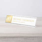Professional Elegant White en Gold Bureau Naambordje (Voorkant)